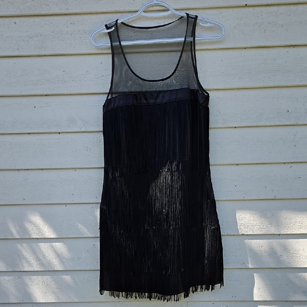 Mango Black Fringe Dress